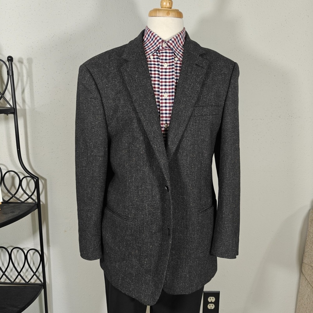 Andrew Fezza OARY Men's‎ Sport Coat Blazer Gray Flannel Polyester Blend 44R